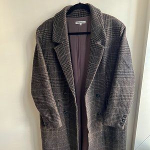 Reformation Baker Coat in Small Brown Plaid